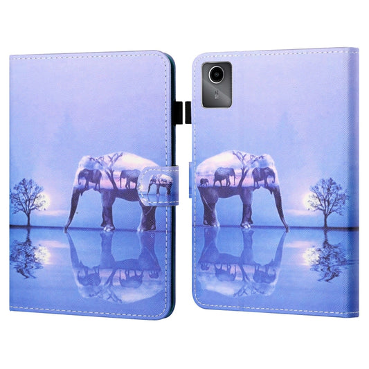 For Lenovo Tab M11/ Xiaoxin Pad 11 2024 Coloured Drawing Stitching Smart Leather Tablet Case(Tree and Elephant) - Lenovo by PMC Jewellery | Online Shopping South Africa | PMC Jewellery | Buy Now Pay Later Mobicred