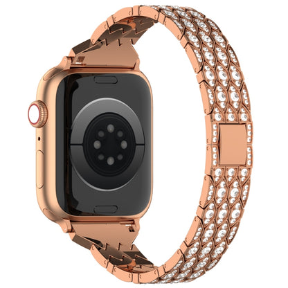 For Apple Watch SE 2023 40mm Devil Eye Diamond Bracelet Metal Watch Band(Rose Gold) - Watch Bands by PMC Jewellery | Online Shopping South Africa | PMC Jewellery