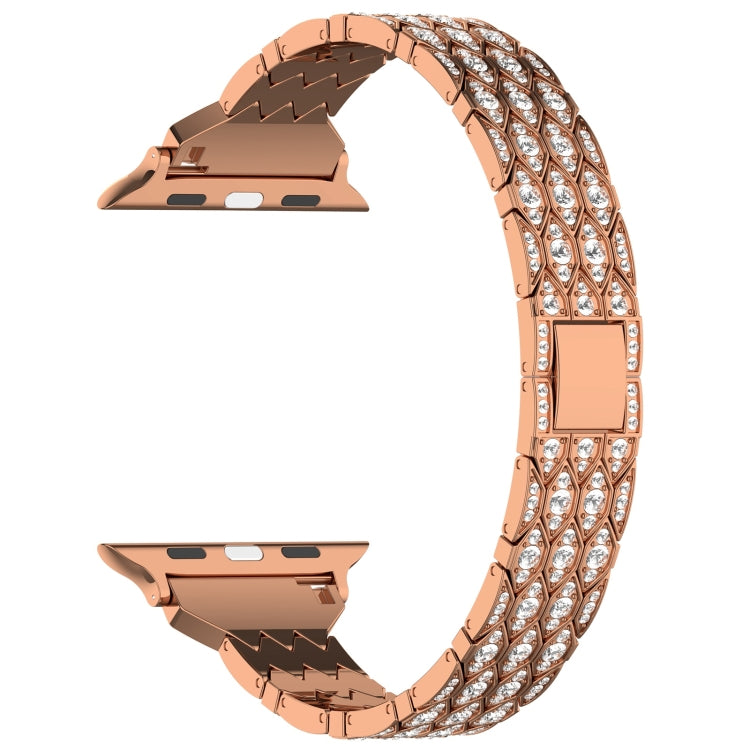 For Apple Watch Series 4 44mm Devil Eye Diamond Bracelet Metal Watch Band(Rose Gold) - Watch Bands by PMC Jewellery | Online Shopping South Africa | PMC Jewellery