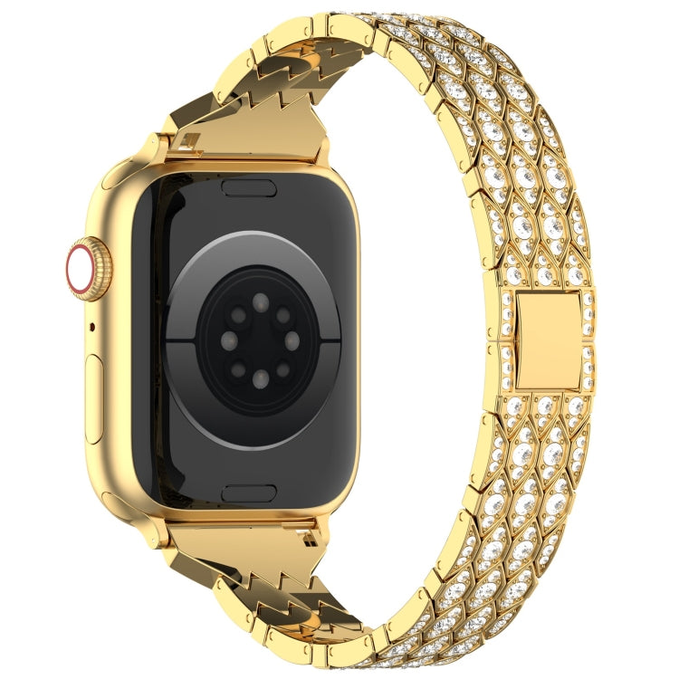 For Apple Watch Series 3 38mm Devil Eye Diamond Bracelet Metal Watch Band(Gold) - Watch Bands by PMC Jewellery | Online Shopping South Africa | PMC Jewellery