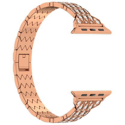 For Apple Watch Series 2 42mm Devil Eye Diamond Bracelet Metal Watch Band(Rose Gold) - Watch Bands by PMC Jewellery | Online Shopping South Africa | PMC Jewellery