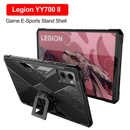 For Lenovo Legion Y700 2023 Brushed Texture Shockproof TPU Tablet Case with Holder(Grey) - Lenovo by PMC Jewellery | Online Shopping South Africa | PMC Jewellery