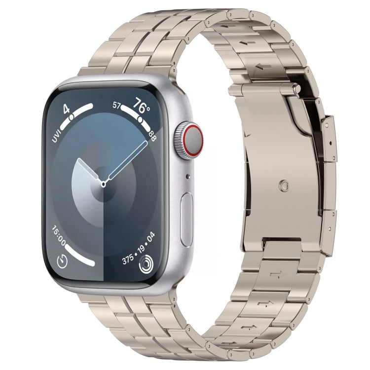 For Apple Watch SE 2023 44mm Tortoise Buckle Titanium Steel Watch Band(Starlight) - Watch Bands by PMC Jewellery | Online Shopping South Africa | PMC Jewellery