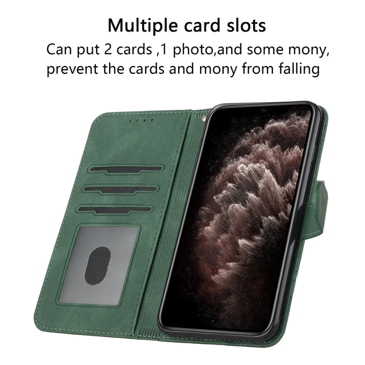 For Google Pixel 9 Pro Cubic Skin Feel Flip Leather Phone Case(Green) - Google Cases by PMC TechLife | Online Shopping South Africa | PMC TechLife | Buy Now Pay Later Mobicred
