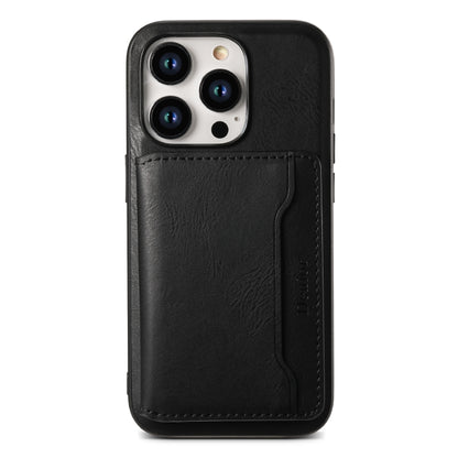 For iPhone 15 Plus Denior Cowhide Texture Leather MagSafe Detachable Wallet Phone Case(Black) - iPhone 15 Plus Cases by Denior | Online Shopping South Africa | PMC Jewellery | Buy Now Pay Later Mobicred