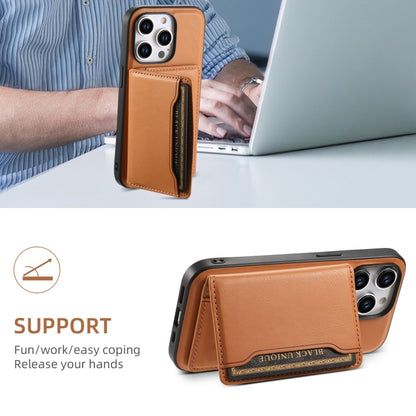 For iPhone 15 Plus Denior Cowhide Texture Leather MagSafe Detachable Wallet Phone Case(Khaki) - iPhone 15 Plus Cases by Denior | Online Shopping South Africa | PMC Jewellery | Buy Now Pay Later Mobicred