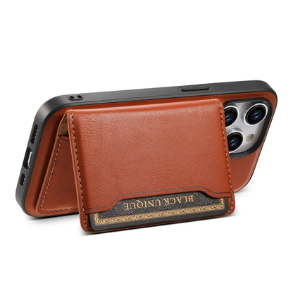 For iPhone 14 Denior Cowhide Texture Leather MagSafe Detachable Wallet Phone Case(Brown) - iPhone 14 Cases by Denior | Online Shopping South Africa | PMC Jewellery | Buy Now Pay Later Mobicred