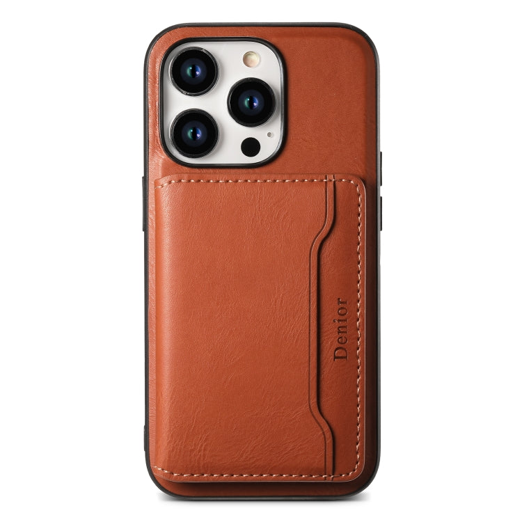 For iPhone 13 Pro Max Denior Cowhide Texture Leather MagSafe Detachable Wallet Phone Case(Brown) - iPhone 13 Pro Max Cases by Denior | Online Shopping South Africa | PMC Jewellery | Buy Now Pay Later Mobicred