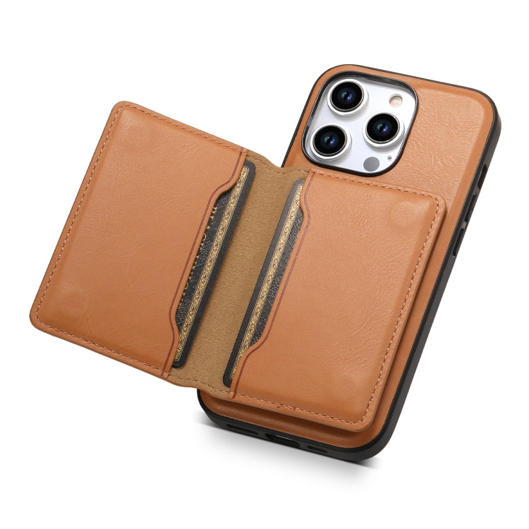 For iPhone 13 Pro Denior Cowhide Texture Leather MagSafe Detachable Wallet Phone Case(Khaki) - iPhone 13 Pro Cases by Denior | Online Shopping South Africa | PMC Jewellery | Buy Now Pay Later Mobicred