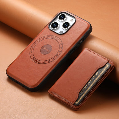 For iPhone 12 Pro Max Denior Cowhide Texture Leather MagSafe Detachable Wallet Phone Case(Brown) - iPhone 12 Pro Max Cases by Denior | Online Shopping South Africa | PMC Jewellery | Buy Now Pay Later Mobicred