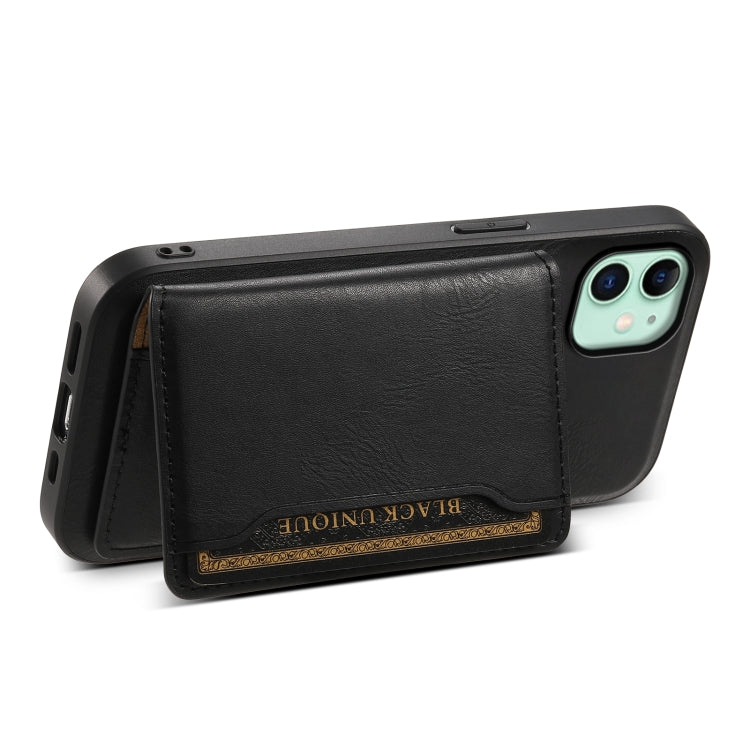 For iPhone 11 Denior Cowhide Texture Leather MagSafe Detachable Wallet Phone Case(Black) - iPhone 11 Cases by Denior | Online Shopping South Africa | PMC Jewellery | Buy Now Pay Later Mobicred