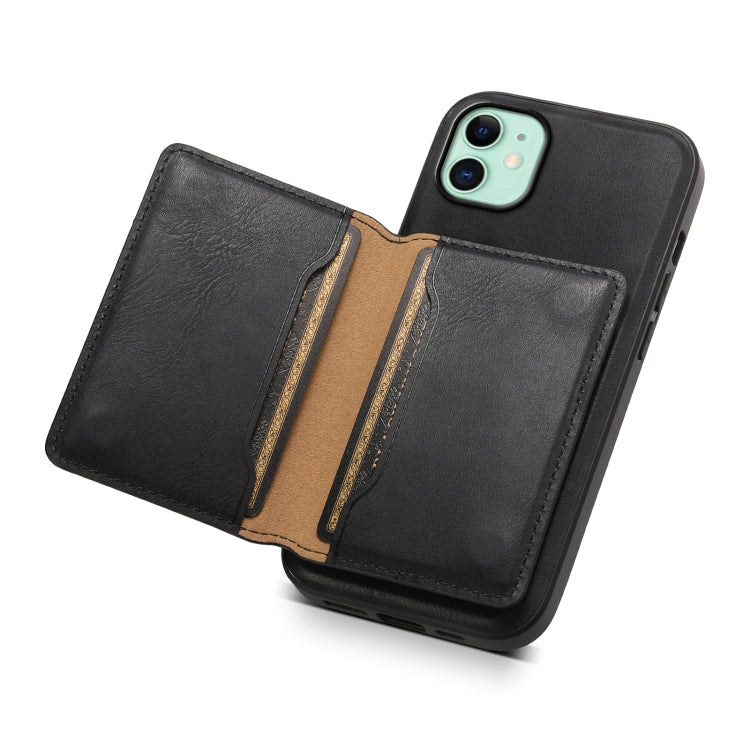 For iPhone 11 Denior Cowhide Texture Leather MagSafe Detachable Wallet Phone Case(Black) - iPhone 11 Cases by Denior | Online Shopping South Africa | PMC Jewellery | Buy Now Pay Later Mobicred