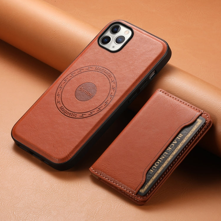 For iPhone 11 Pro Max Denior Cowhide Texture Leather MagSafe Detachable Wallet Phone Case(Brown) - iPhone 11 Pro Max Cases by Denior | Online Shopping South Africa | PMC Jewellery | Buy Now Pay Later Mobicred