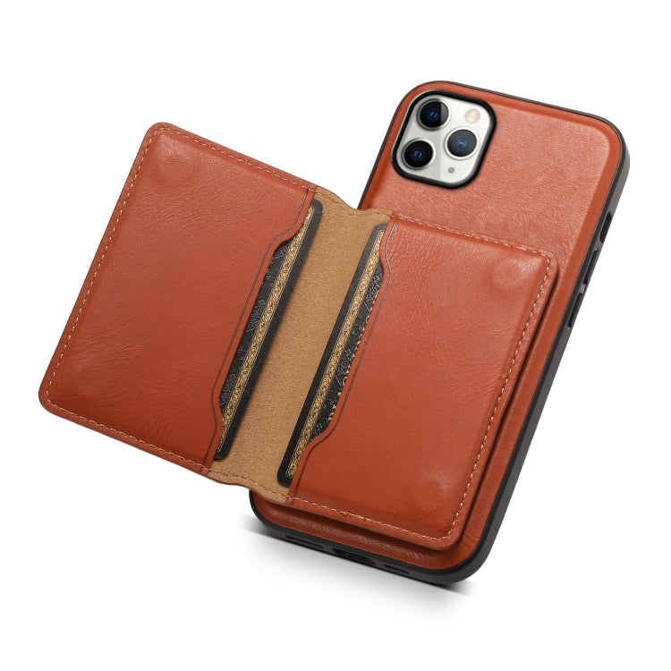 For iPhone 11 Pro Max Denior Cowhide Texture Leather MagSafe Detachable Wallet Phone Case(Brown) - iPhone 11 Pro Max Cases by Denior | Online Shopping South Africa | PMC Jewellery | Buy Now Pay Later Mobicred