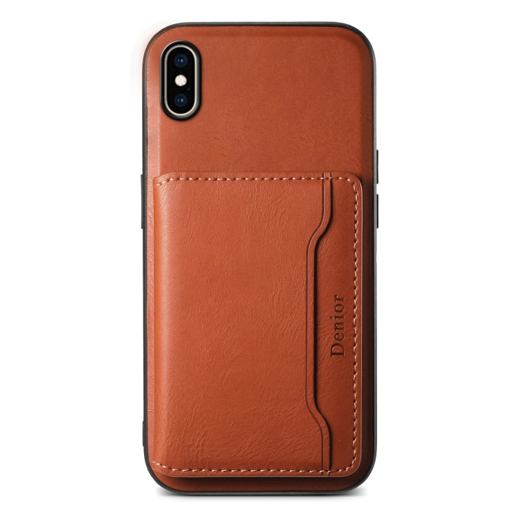 For iPhone XS Max Denior Cowhide Texture Leather MagSafe Detachable Wallet Phone Case(Brown) - More iPhone Cases by Denior | Online Shopping South Africa | PMC Jewellery | Buy Now Pay Later Mobicred