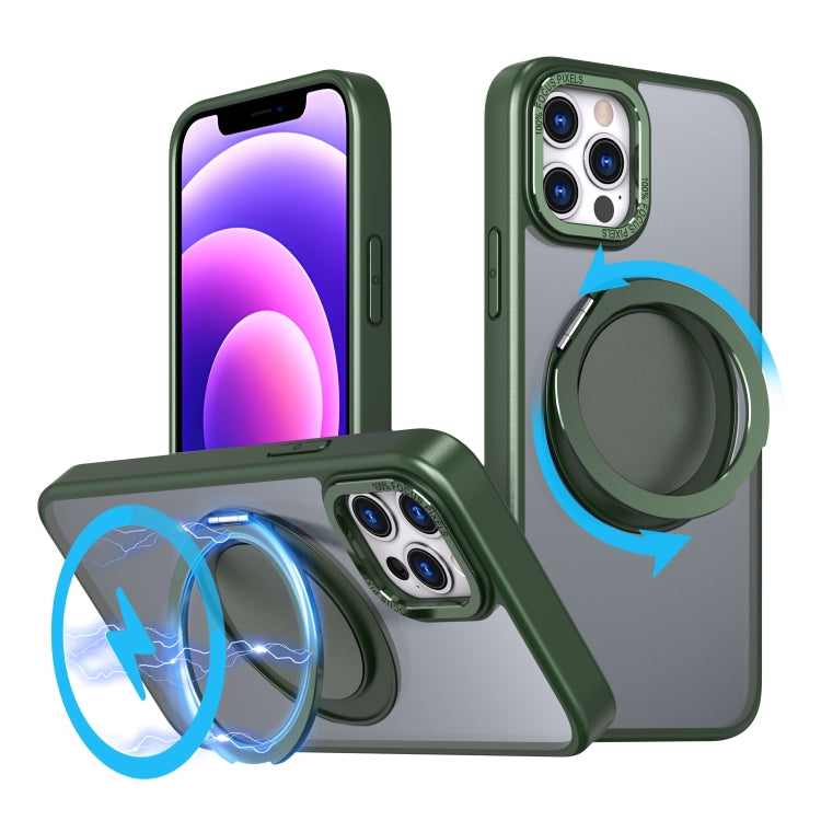 For iPhone 12 Pro Max 360-degree Rotating MagSafe Magnetic Holder Phone Case(Green) - iPhone 12 Pro Max Cases by PMC TechLife | Online Shopping South Africa | PMC TechLife