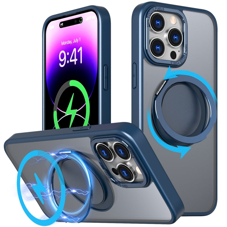 For iPhone 14 Pro Max 360-degree Rotating MagSafe Magnetic Holder Phone Case(Navy Blue) - iPhone 14 Pro Max Cases by PMC TechLife | Online Shopping South Africa | PMC TechLife