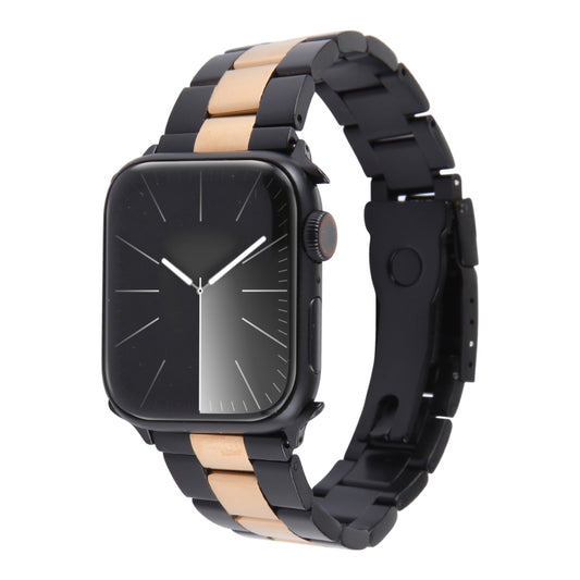 For Apple Watch Series 5 40mm Three-Bead Stainless Steel Watch Band(Black Rose Gold) - Watch Bands by PMC Jewellery | Online Shopping South Africa | PMC Jewellery