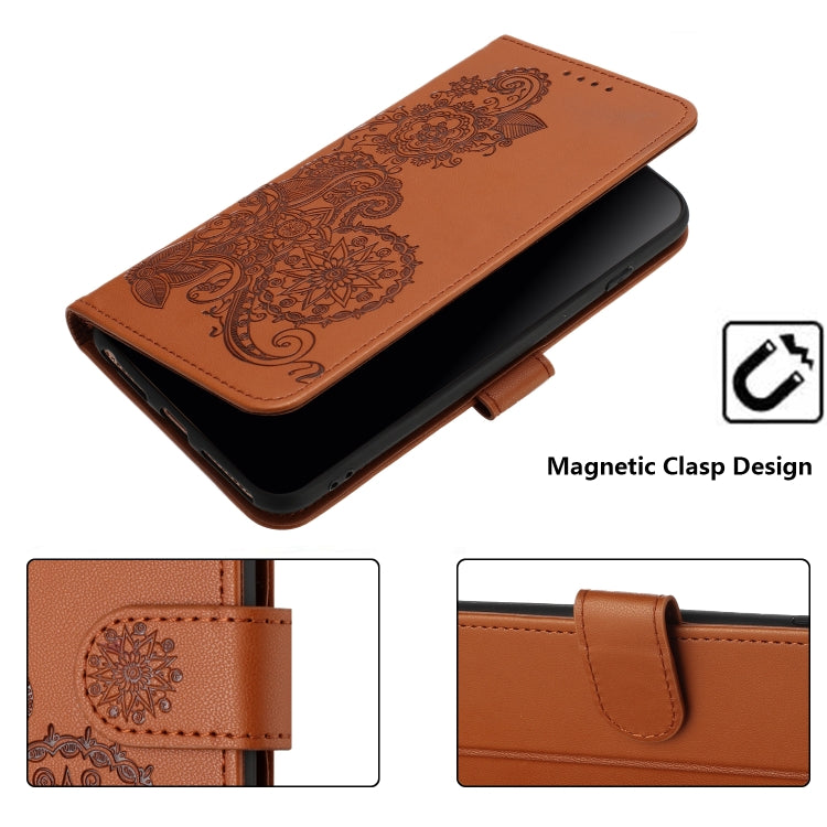 For Huawei Pura 70 Datura Flower Embossed Flip Leather Phone Case(Brown) - Huawei Cases by PMC Jewellery | Online Shopping South Africa | PMC Jewellery | Buy Now Pay Later Mobicred