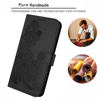 For Huawei Pura 70 Datura Flower Embossed Flip Leather Phone Case(Black) - Huawei Cases by PMC Jewellery | Online Shopping South Africa | PMC Jewellery | Buy Now Pay Later Mobicred