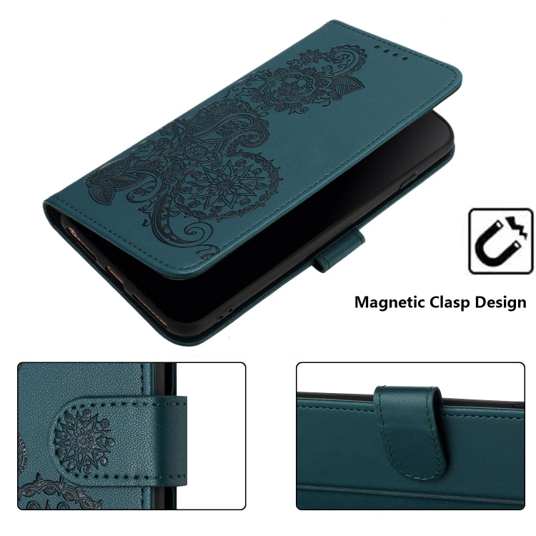 For Huawei Pura 70 Datura Flower Embossed Flip Leather Phone Case(Dark Green) - Huawei Cases by PMC Jewellery | Online Shopping South Africa | PMC Jewellery | Buy Now Pay Later Mobicred