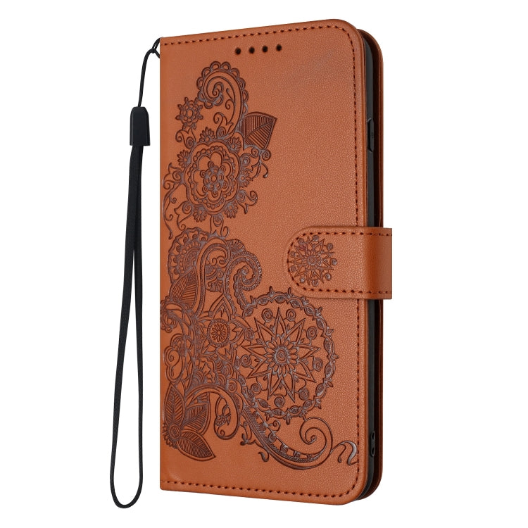 For Google Pixel 9 Pro Datura Flower Embossed Flip Leather Phone Case(Brown) - Google Cases by PMC Jewellery | Online Shopping South Africa | PMC Jewellery | Buy Now Pay Later Mobicred