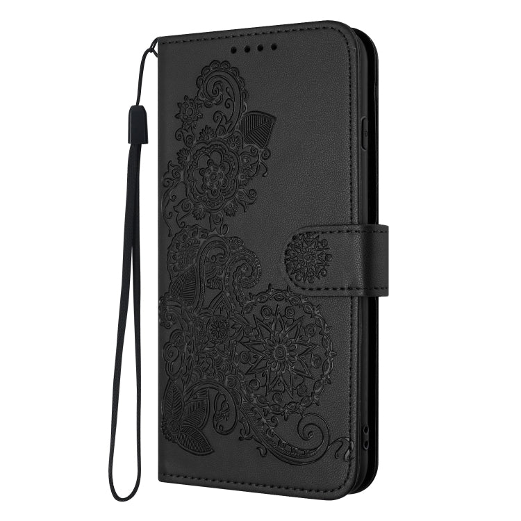 For Google Pixel 9 Pro Datura Flower Embossed Flip Leather Phone Case(Black) - Google Cases by PMC Jewellery | Online Shopping South Africa | PMC Jewellery | Buy Now Pay Later Mobicred