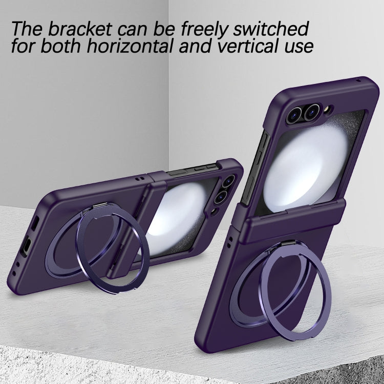 For Samsung Galaxy Z Flip5 5G 360 Degree Stand MagSafe Magnetic All-inclusive Phone Case(Dark Purple) - Galaxy Z Flip5 Cases by PMC Jewellery | Online Shopping South Africa | PMC Jewellery