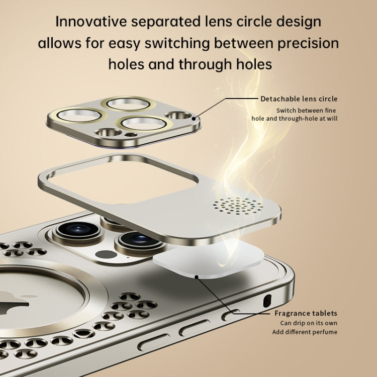 For iPhone 14 Spring Buckle MagSafe Magnetic Metal Aromatherapy Phone Case(Silver) - iPhone 14 Cases by PMC TechLife | Online Shopping South Africa | PMC TechLife