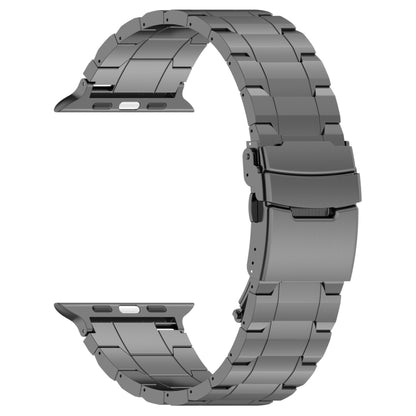 For Apple Watch SE 2023 44mm Safety Buckle Trapezoid Titanium Steel Watch Band(Grey) - Watch Bands by PMC Jewellery | Online Shopping South Africa | PMC Jewellery