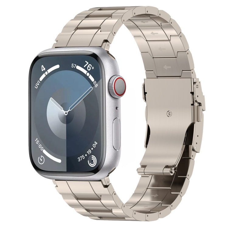 For Apple Watch Series 5 44mm Safety Buckle Trapezoid Titanium Steel Watch Band(Titanium) - Watch Bands by PMC Jewellery | Online Shopping South Africa | PMC Jewellery