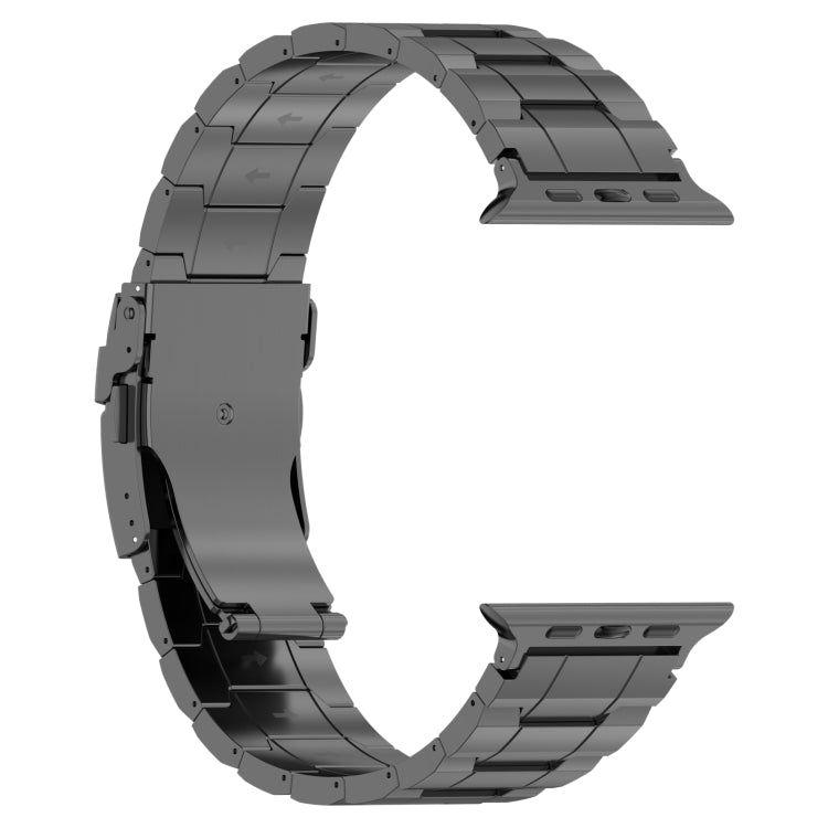 For Apple Watch 38mm Safety Buckle Trapezoid Titanium Steel Watch Band(Grey) - Watch Bands by PMC Jewellery | Online Shopping South Africa | PMC Jewellery