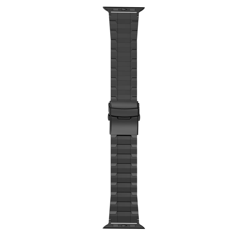 For Apple Watch SE 2023 40mm Safety Buckle Trapezoid Titanium Steel Watch Band(Black) - Watch Bands by PMC Jewellery | Online Shopping South Africa | PMC Jewellery