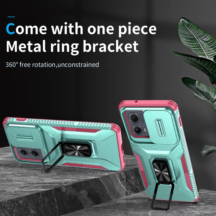 For Motorola Edge 5G 2024 Sliding Camshield Holder Phone Case(Grey Green + Pink) - Motorola Cases by PMC Jewellery | Online Shopping South Africa | PMC Jewellery | Buy Now Pay Later Mobicred