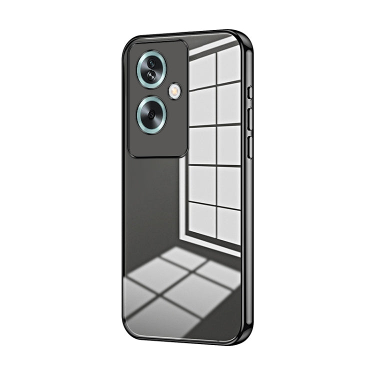 For OPPO A79 5G / A2 Transparent Plating Fine Hole Phone Case(Black) - OPPO Cases by PMC TechLife | Online Shopping South Africa | PMC TechLife | Buy Now Pay Later Mobicred