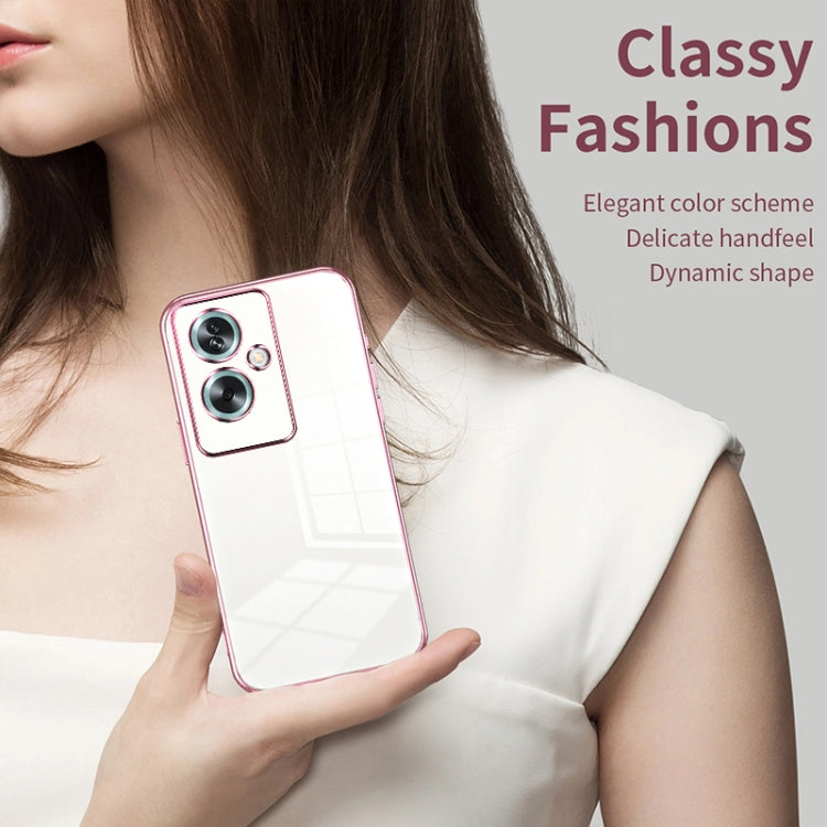 For OPPO A79 5G / A2 Transparent Plating Fine Hole Phone Case(Black) - OPPO Cases by PMC TechLife | Online Shopping South Africa | PMC TechLife | Buy Now Pay Later Mobicred