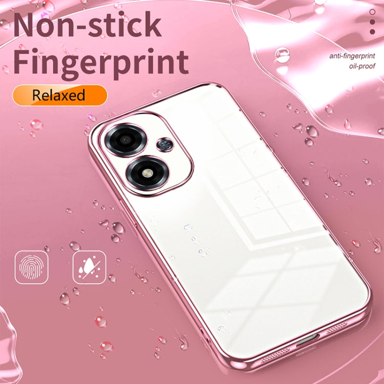 For OPPO A2m Transparent Plating Fine Hole Phone Case(Pink) - OPPO Cases by PMC Jewellery | Online Shopping South Africa | PMC Jewellery | Buy Now Pay Later Mobicred