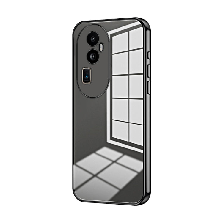 For OPPO Reno10 Pro+ Transparent Plating Fine Hole Phone Case(Black) - OPPO Cases by PMC TechLife | Online Shopping South Africa | PMC TechLife | Buy Now Pay Later Mobicred