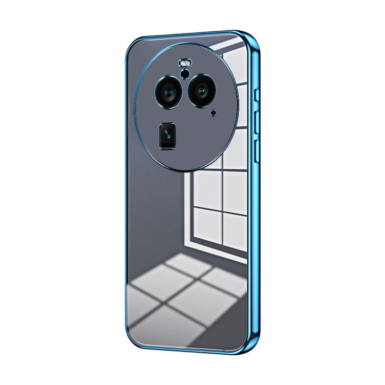 For OPPO Find X6 Pro Transparent Plating Fine Hole Phone Case(Blue) - OPPO Cases by PMC TechLife | Online Shopping South Africa | PMC TechLife | Buy Now Pay Later Mobicred