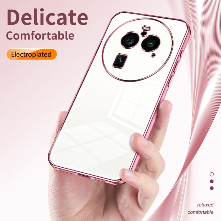 For OPPO Find X6 Pro Transparent Plating Fine Hole Phone Case(Blue) - OPPO Cases by PMC TechLife | Online Shopping South Africa | PMC TechLife | Buy Now Pay Later Mobicred
