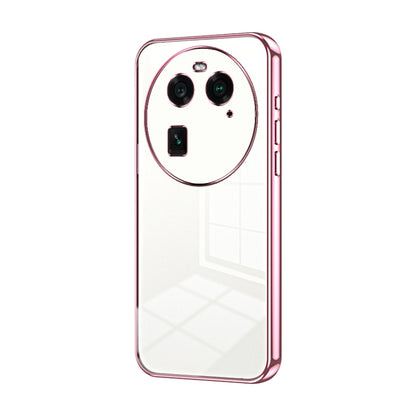 For OPPO Find X6 Transparent Plating Fine Hole Phone Case(Pink) - OPPO Cases by PMC Jewellery | Online Shopping South Africa | PMC Jewellery | Buy Now Pay Later Mobicred