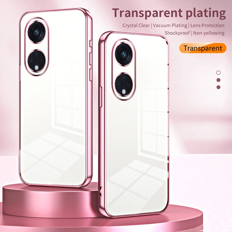 For OPPO Reno8 T 5G Transparent Plating Fine Hole Phone Case(Purple) - OPPO Cases by PMC Jewellery | Online Shopping South Africa | PMC Jewellery | Buy Now Pay Later Mobicred