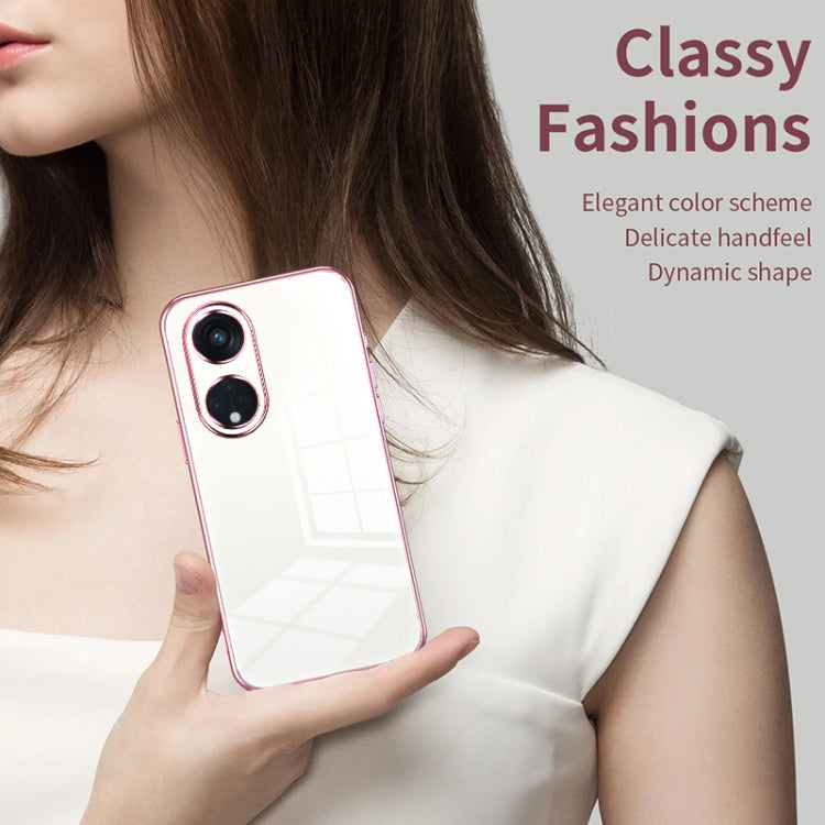 For OPPO Reno8 T 5G Transparent Plating Fine Hole Phone Case(Green) - OPPO Cases by PMC TechLife | Online Shopping South Africa | PMC TechLife | Buy Now Pay Later Mobicred