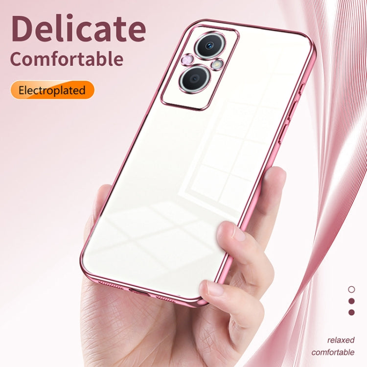 For OPPO Reno7 Z 5G / F21 Pro 5G Transparent Plating Fine Hole Phone Case(Blue) - OPPO Cases by PMC TechLife | Online Shopping South Africa | PMC TechLife | Buy Now Pay Later Mobicred