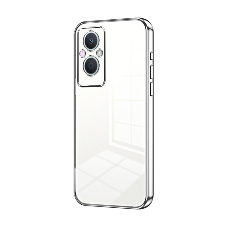 For OPPO Reno7 Z 5G / F21 Pro 5G Transparent Plating Fine Hole Phone Case(Silver) - OPPO Cases by PMC Jewellery | Online Shopping South Africa | PMC Jewellery | Buy Now Pay Later Mobicred