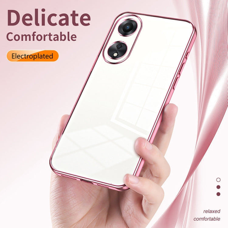 For OPPO A58 5G / A58x 5G Transparent Plating Fine Hole Phone Case(Pink) - OPPO Cases by PMC Jewellery | Online Shopping South Africa | PMC Jewellery | Buy Now Pay Later Mobicred