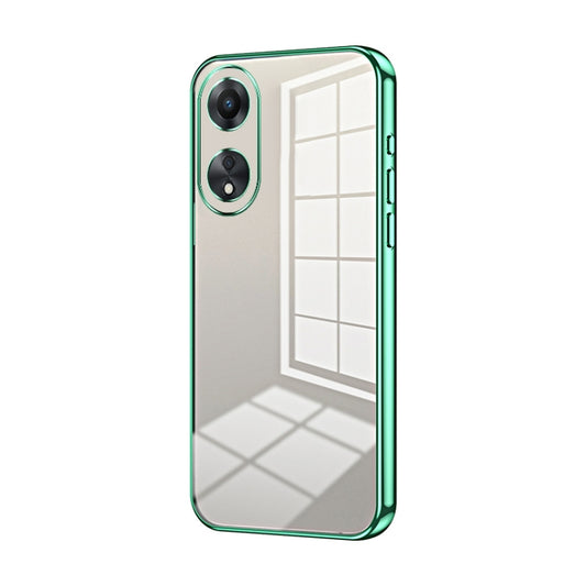 For OPPO A58 5G / A58x 5G Transparent Plating Fine Hole Phone Case(Green) - OPPO Cases by PMC Jewellery | Online Shopping South Africa | PMC Jewellery | Buy Now Pay Later Mobicred