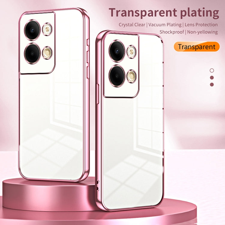 For OPPO Reno9 / Reno9 Pro Transparent Plating Fine Hole Phone Case(Pink) - OPPO Cases by PMC Jewellery | Online Shopping South Africa | PMC Jewellery | Buy Now Pay Later Mobicred