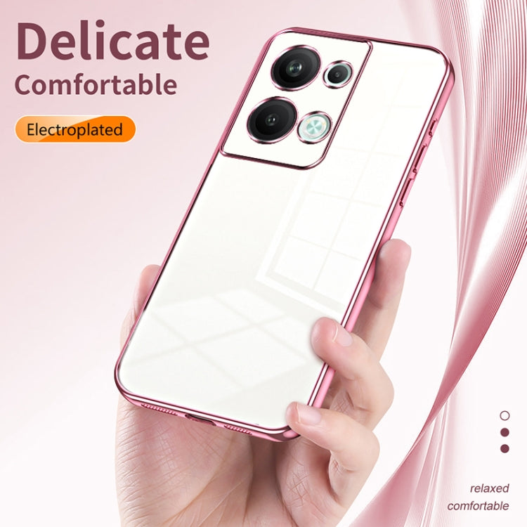 For OPPO Reno9 Pro+ Transparent Plating Fine Hole Phone Case(Gold) - OPPO Cases by PMC Jewellery | Online Shopping South Africa | PMC Jewellery | Buy Now Pay Later Mobicred