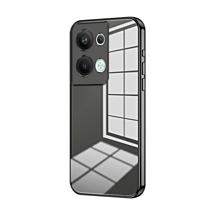 For OPPO Reno9 Pro+ Transparent Plating Fine Hole Phone Case(Black) - OPPO Cases by PMC TechLife | Online Shopping South Africa | PMC TechLife | Buy Now Pay Later Mobicred